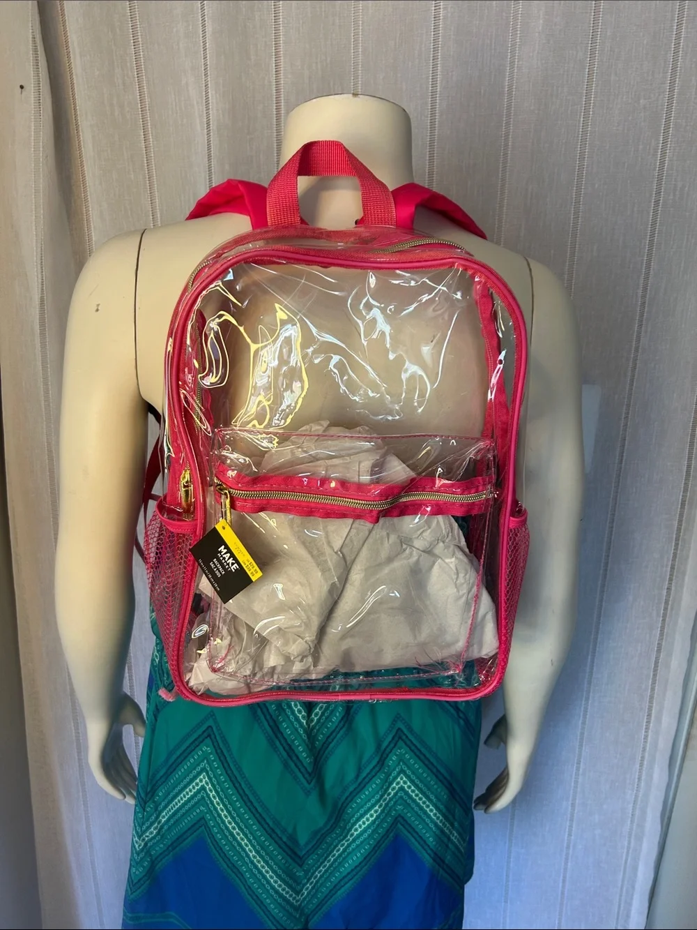 Clear Pink Trim Backpack